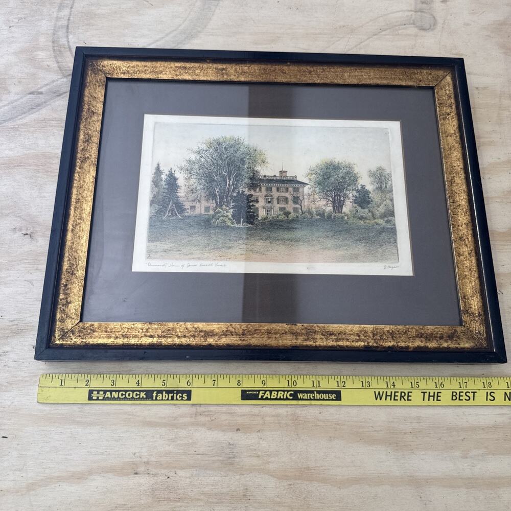 Tinted Etching "Elmwood" Home of James Russell Lowell by James Fagan Signed #445